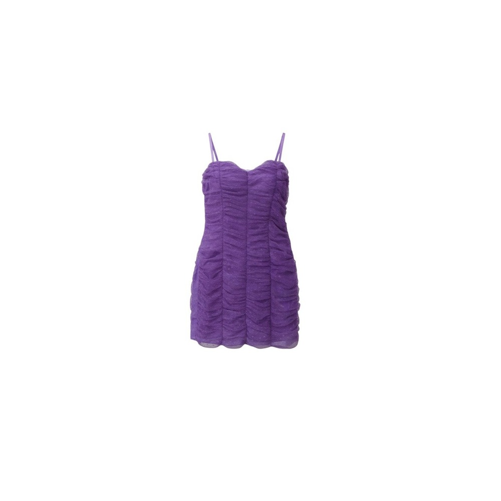 Haute Monde Ruched Mini Dress Womens Size M Purple New Swiss Dot Bodycon Dress